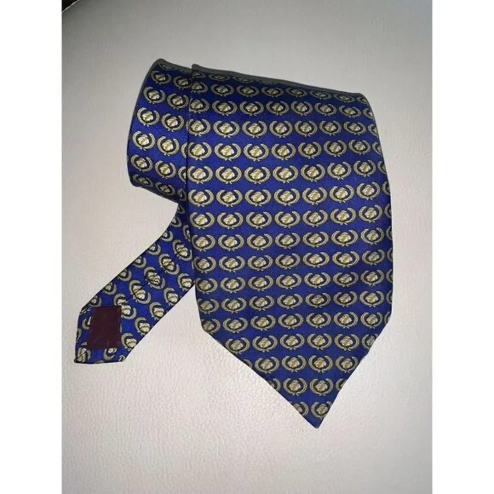 Courvoisier Necktie‎ Blue Yellow Geometric Silk